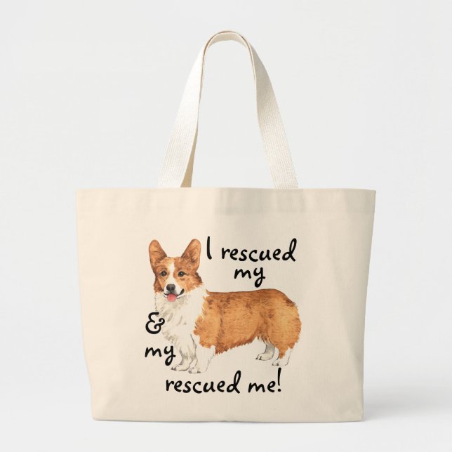 Rescue Pembroke Welsh Corgi Large Tote Bag (Front)