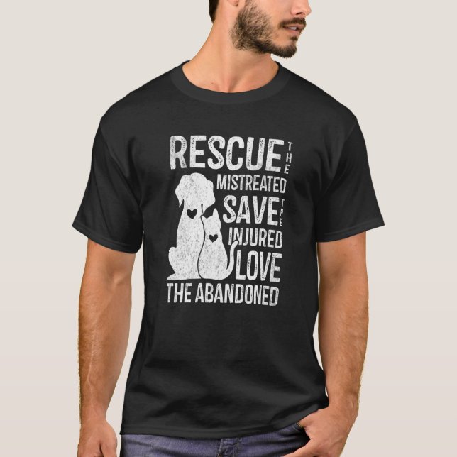 Rescue Pet Save Love Cute Animals Rescue Dog Cat T-Shirt (Front)