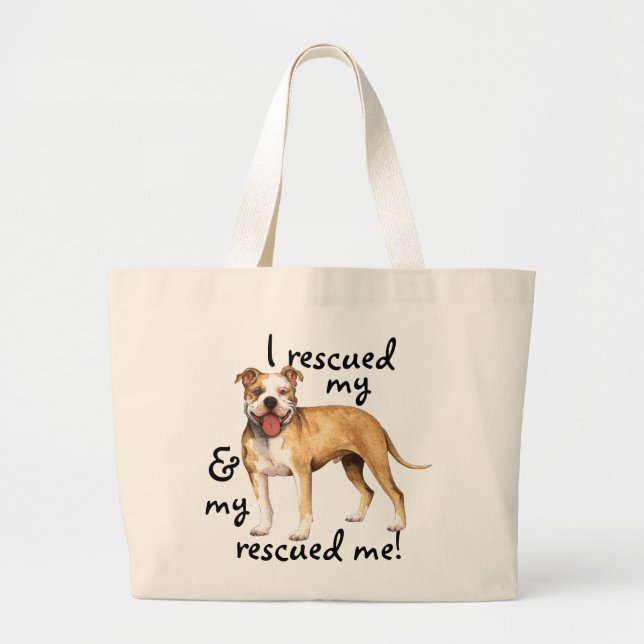 Rescue Pit Bull Terrier Large Tote Bag (Front)