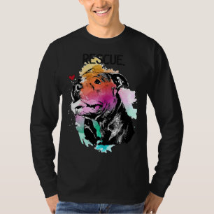 Rescue Pitbull Dog Watercolor T-Shirt