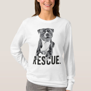 Rescue Pitbull Drawing Dog Mum Adopt don't Shop Ma T-Shirt
