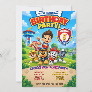Rescue Pups Birthday Party Invitation Any Age