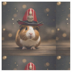 Rescue Ready: Guinea Pig in a Fireman's Hat, Fabric