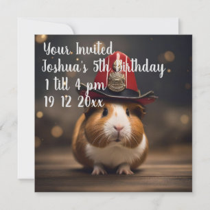 **"Rescue Ready: Guinea Pig in a Fireman's Hat"** Invitation