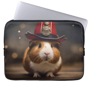 Rescue Ready: Guinea Pig in a Fireman's Hat, Laptop Sleeve