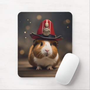 Rescue Ready: Guinea Pig in a Fireman's Hat, Mouse Pad