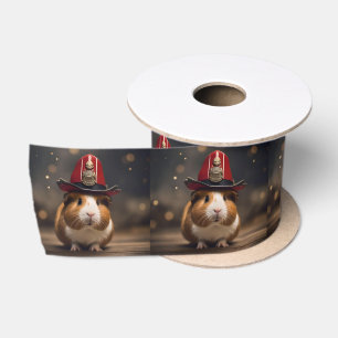 Rescue Ready: Guinea Pig in a Fireman's Hat, Satin Ribbon