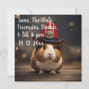 **"Rescue Ready: Guinea Pig in a Fireman's Hat"** Save The Date