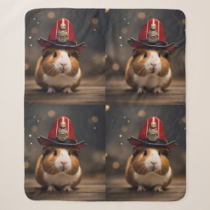 Rescue Ready: Guinea Pig in a Fireman's Hat, Sherpa Blanket