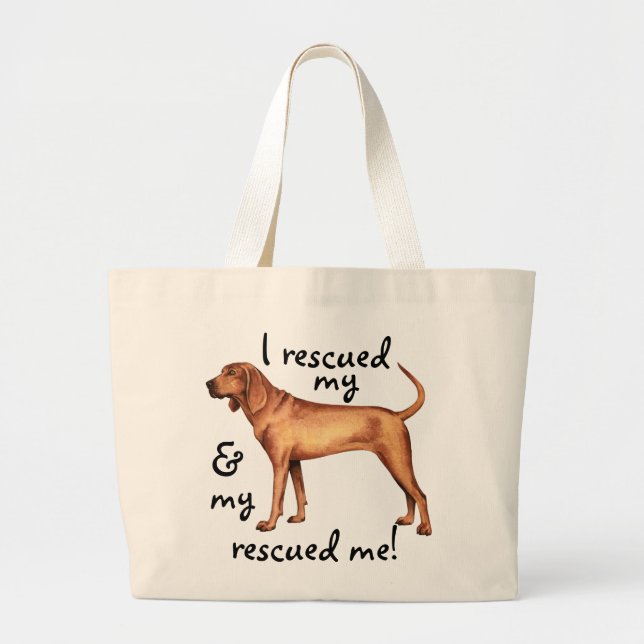 Rescue Redbone Coonhound Large Tote Bag (Front)