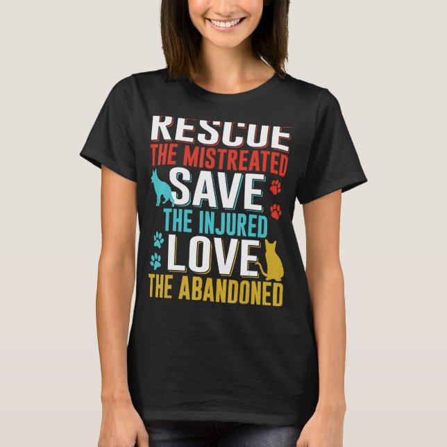 Rescue Save Love Animals Adopt T-Shirt (Front)