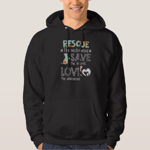 Rescue Save Love Cute Animal Rescue Dog Cat Hoodie