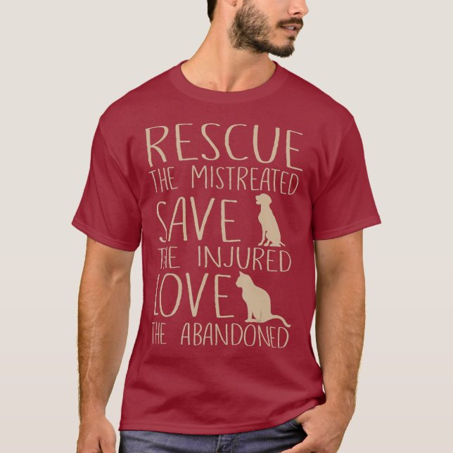 Rescue Save Love - Cute Animal Rescue Dog Cat T-Shirt (Front)