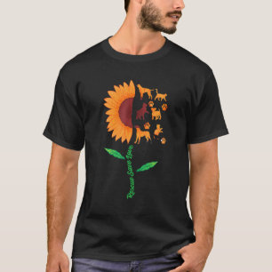 Rescue Save Love Sunflower Cat Dog Adoption Animal T-Shirt