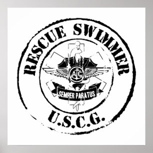 Rescue Swimmer (Grunge) Poster