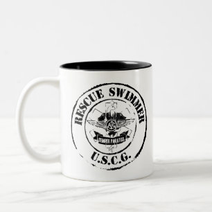Rescue Swimmer (Grunge) Two-Tone Coffee Mug