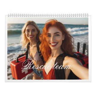 Rescue team on the beach calendar