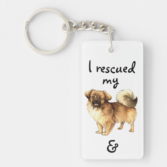 Rescue Tibetan Spaniel Key Ring (Front)