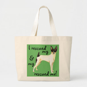 Rescue Toy Fox Terrier Large Tote Bag