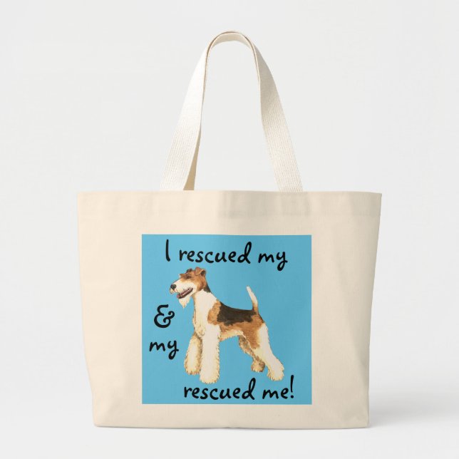 Rescue Wire Fox Terrier Large Tote Bag (Front)