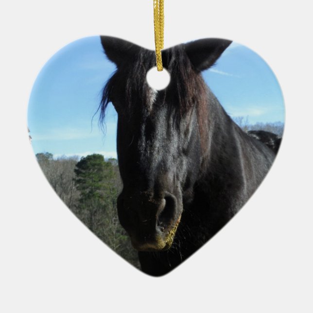 Rescued Black Draft Horse Ceramic Tree Decoration (Front)
