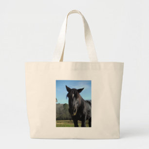 Rescued Black Draught Horse Large Tote Bag