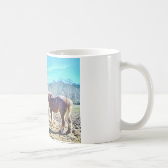 Rescued Draught Horses eating hay Coffee Mug (Right)