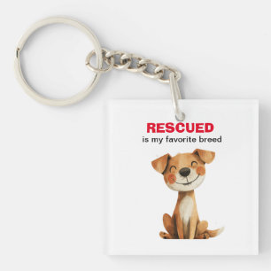 Rescued is my favorite breed dog design key ring