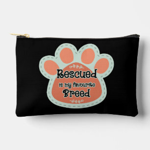 Rescued Is My Favourite Breed Dog Paw Print Accessory Pouch