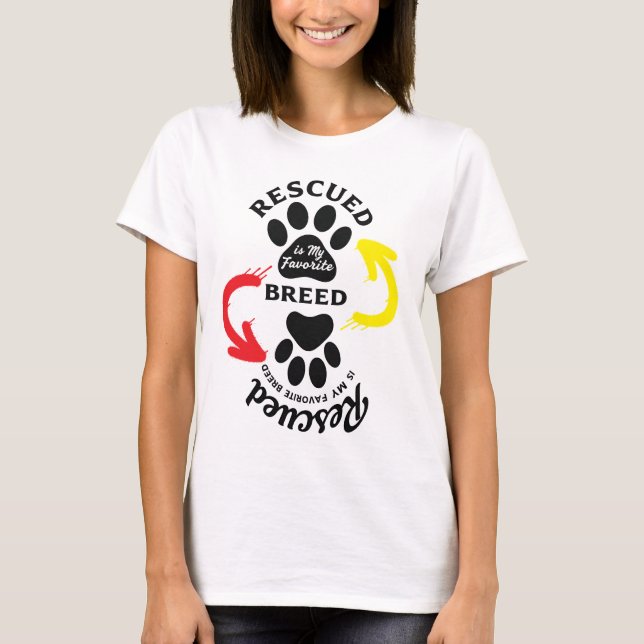 Rescued Is My Favourite Breed – Minimal Pet Lover  T-Shirt (Front)