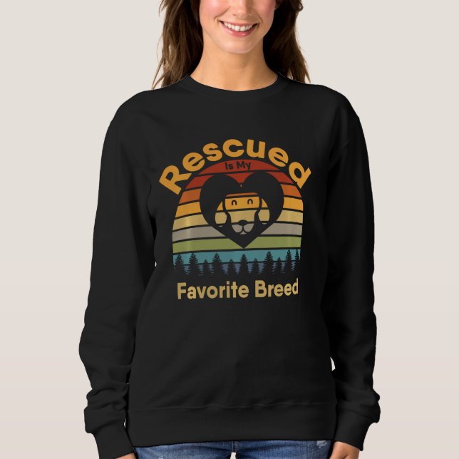 Rescued Is My Favourite Breed Retro 70s Sunset Off Sweatshirt (Front)