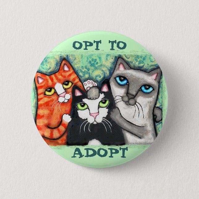 Rescued / Shelter Cat's 6 Cm Round Badge (Front)