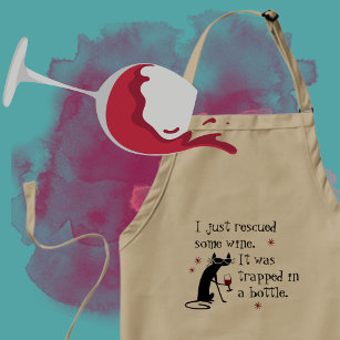 Rescued Some Wine Funny Quote with Black Cat Standard Apron