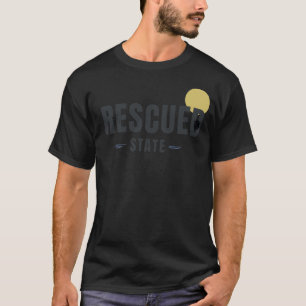 RESCUED STATE – Rescue Dog Geometric Typography De T-Shirt