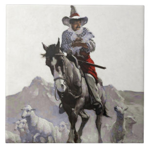 Rescued Western Art by NC Wyeth Ceramic Tile