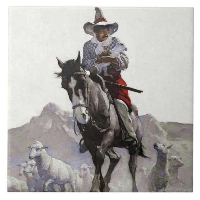 Rescued Western Art by NC Wyeth Ceramic Tile (Front)