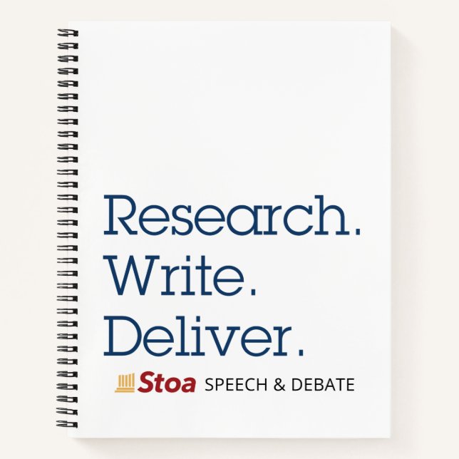 Research Write Deliver Stoa Speech Debate Notebook (Front)