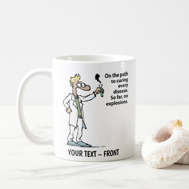 Researcher Cartoon Man Coffee Mug (With Donut)