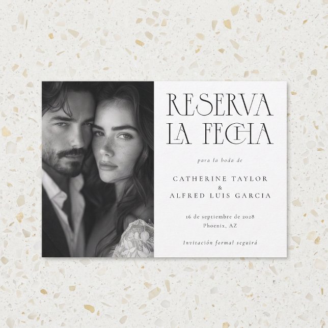 Reserva La Fecha Black White Spanish Photo Wedding Save The Date (Creator Uploaded)