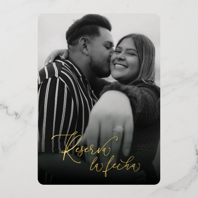 Reserva la Fecha en Moderno Blanco y Negro (Front)