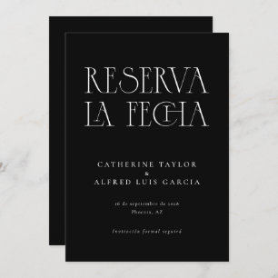 Reserva La Fecha Modern Black Spanish Wedding Save The Date