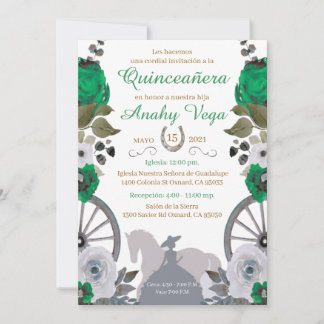 Reserva La Fecha Quinceanera Green Charra, Save The Date