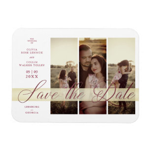 Reserva La Fecha Simple Elegant Script 3 Photos Co Magnet