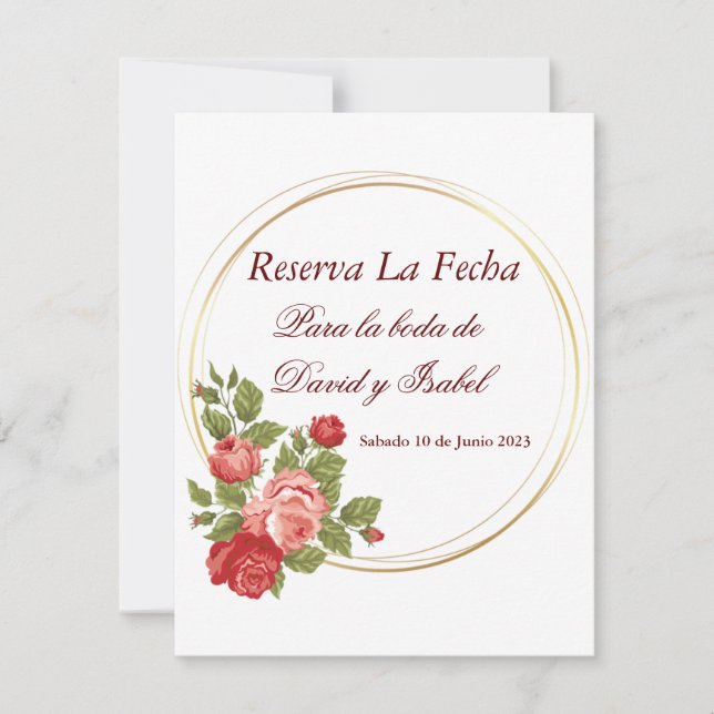 Reserva La Fecha (Spanish Save The Date) Date (Front)