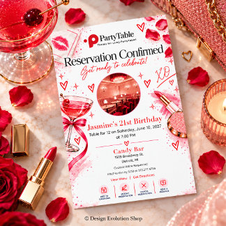 Reservation Adult Birthday Dinner Party  Invitation