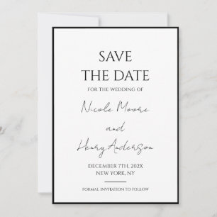 Reserve the Minimalist White And Black Wedding Dat Save The Date