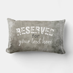 reserved add your text personalise distressed grey lumbar cushion