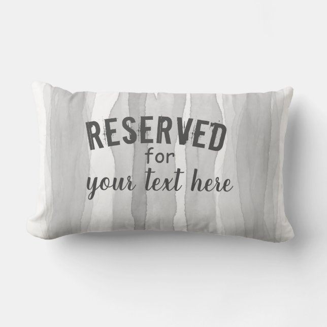 reserved add your text personalise grey and white lumbar cushion (Front)