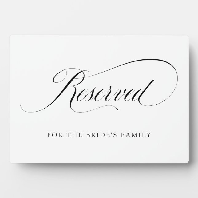 Reserved | Black and White Ornate Script Wedding Plaque (Front)