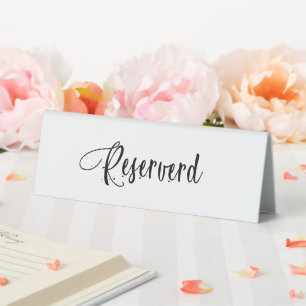 Reserved black white script elegant